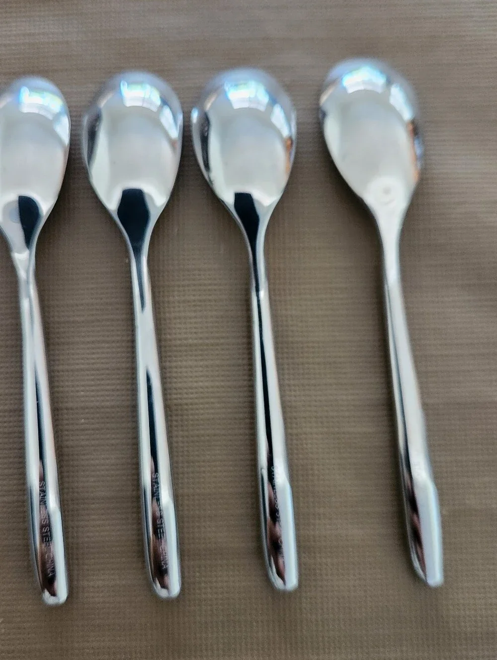 Stainless Steel Long Handle Teaspoons - Polished Silver (Set of 4)
